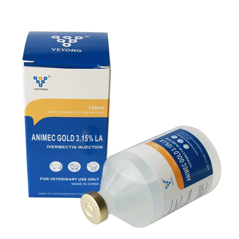 Veterinärmedizin Ivermectin Injektion 1% 100ml Plastikflasche 50ml Ivermectin Lösung für Injektion von FDA Factory