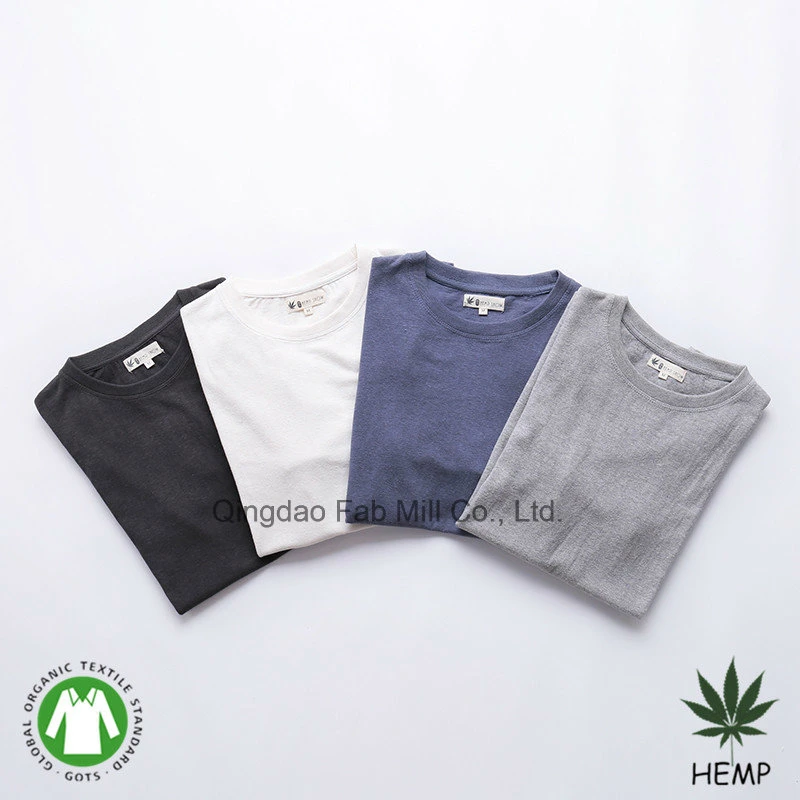 Men&prime; S Hemp Organic Cotton Eco-Friendly Round Neck T-Shirt (MST-180)