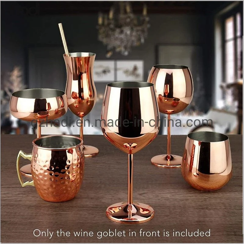 Hadi Supplier Moscow Mule Mug Rose Gold Hammered Stainless Steel Beer Wine Drinkware Copper Magic Mugs Coffee with Handle