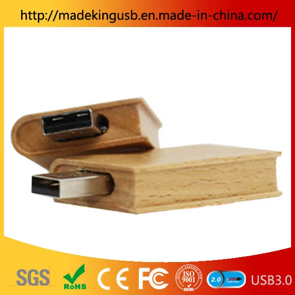 Precio al por mayor Popular Nuevo unidad Flash USB de madera giratorio de logotipo personalizado