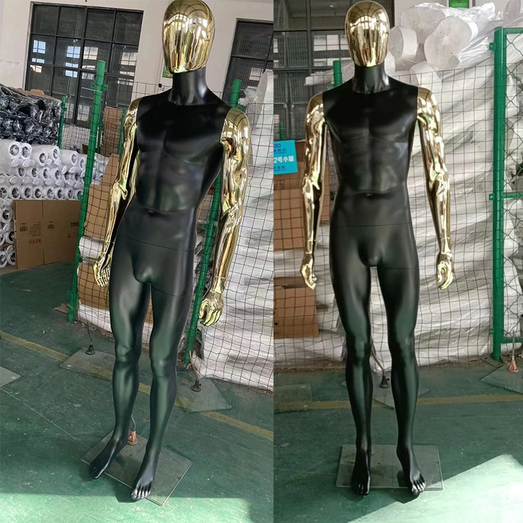 Efeel Mixed Mannequin Chrome Gold Black Man Mannequins with Gold Head&Arm