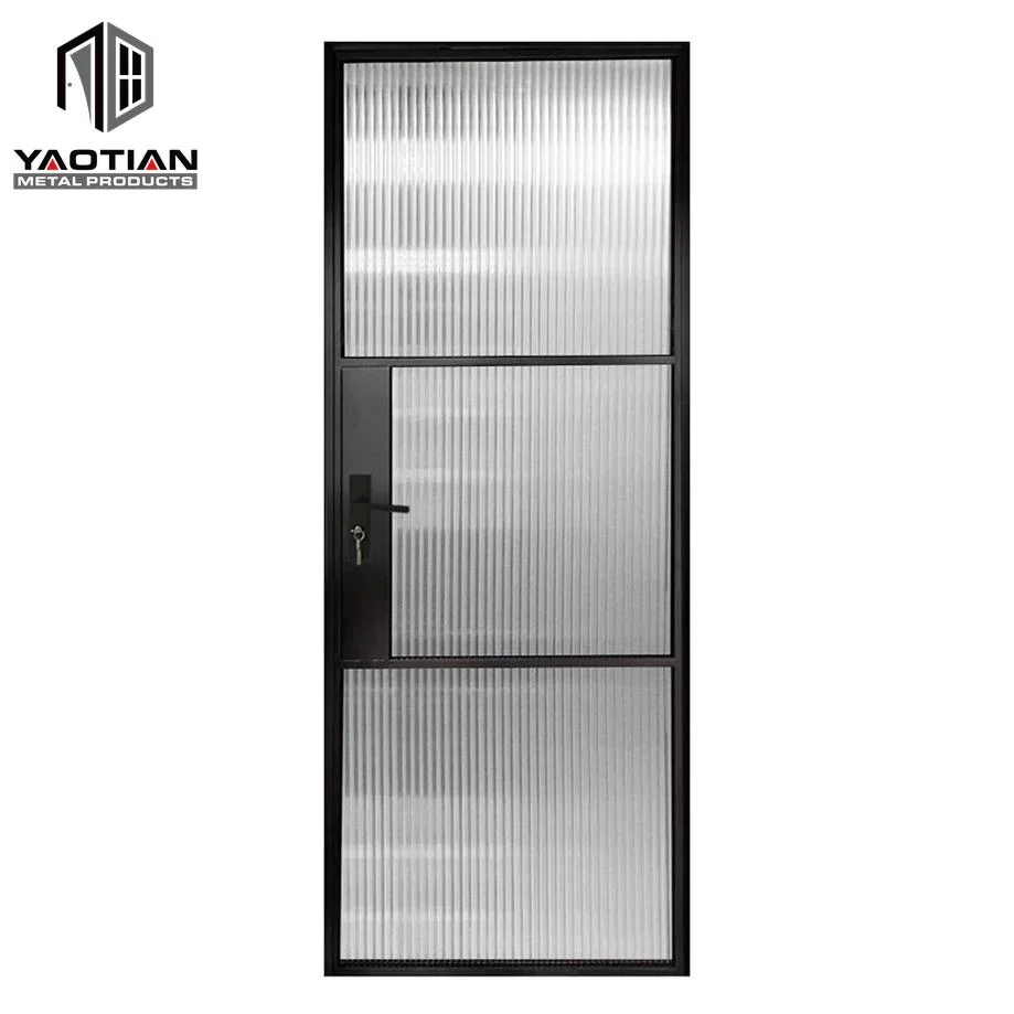 Puerta exterior doble de cristal de seguridad moderna