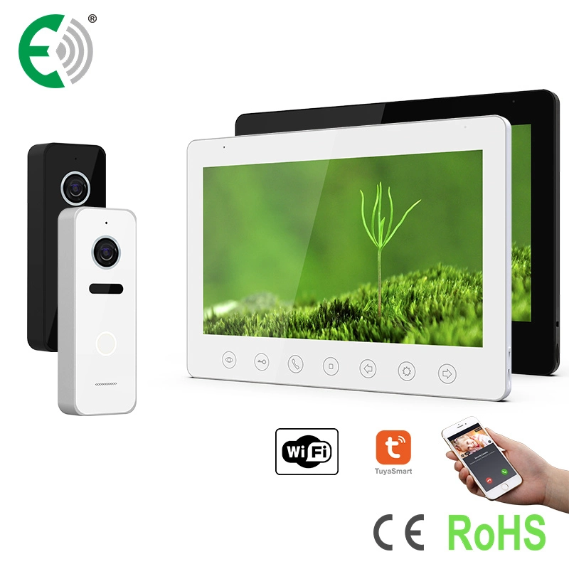 4-Wire WiFi 1080P 10.1" Video Doorphone Villa Intercom Kit with Touch Buttons and Wide View Angle Doorbell