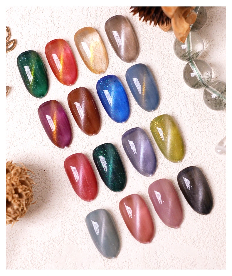 17 Colors Changing 12ml Soak off UV Cat Eye Nail Polishing Jelly Magnet Gel