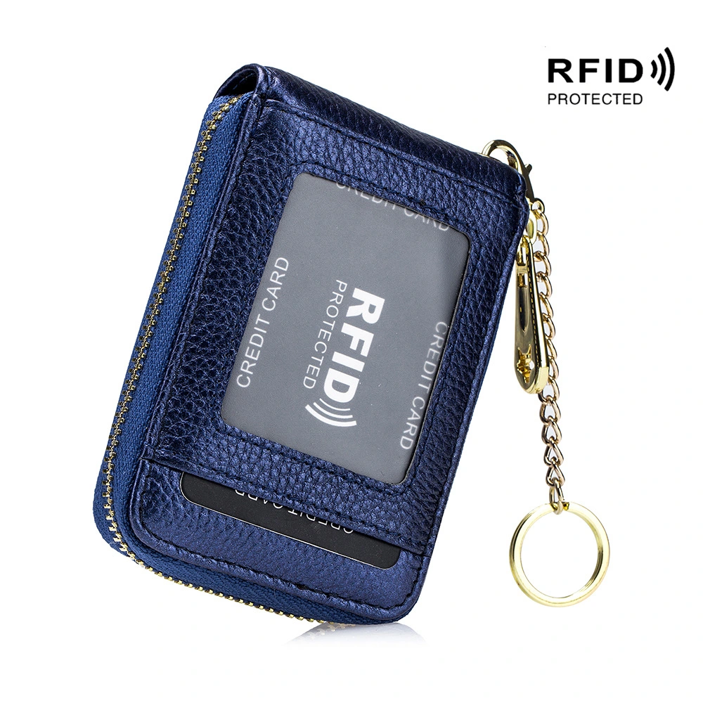 Credit Card Wallet, Zipper Card Cases Holder for Men Women, RFID Blocking, Keychain Wallet