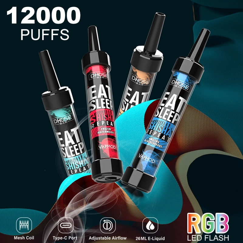 Hot Selling Einweg-Vape Pen 12000 Puff Bar Mesh Spule Elf Voltbar RGB LED Flash wiederaufladbare elektrische Zigarette Fabrik Preis