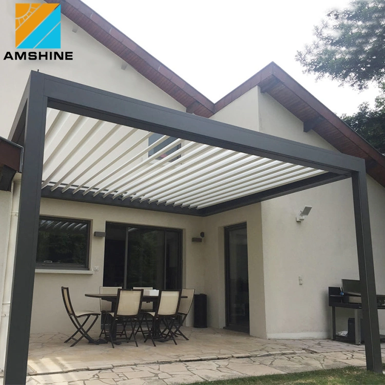 3X4 de la temporada cuatro motorizados bioclimática soportes sombra mirador al aire libre comercial moderno Hardtop de aluminio de las luces del techo de Louvered pérgola para la venta personalizado