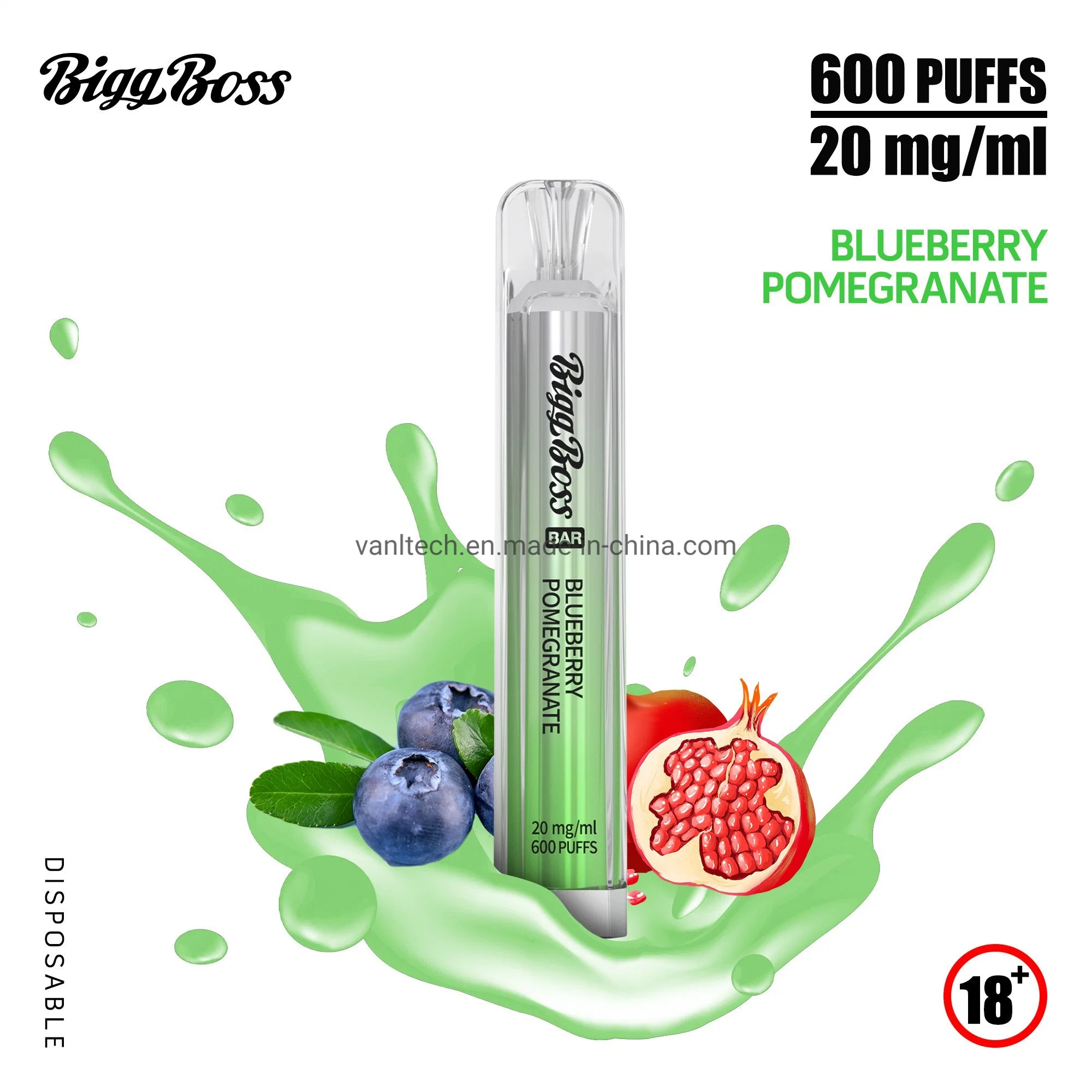 High Quality Manufacturing OEM&ODM 600 Puffs 2ml Blueberry Pomegranate Flavoured Ecig Electronic Cigarettes Disposable Vape Pen Ske Crystal Bar Bigg Boss Bar