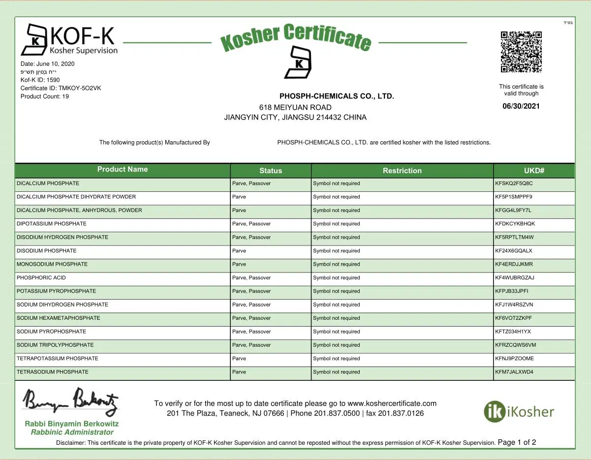 PA AC de grade alimentaire 7664-38-2 75 % 85 % d'acide phosphorique pour produire de dihydrogène de potassium