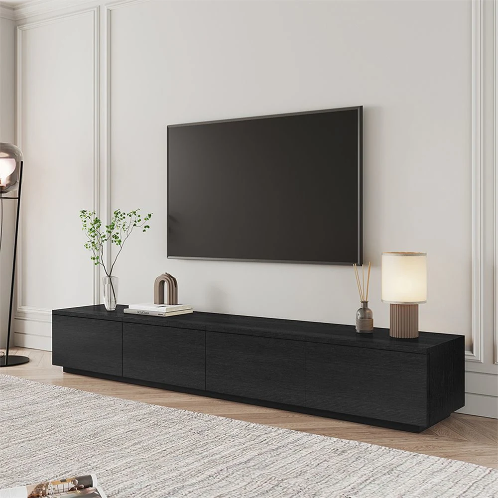 Soporte de TV con negro moderno y minimalista a largo Media Console para hasta 100 pulg.