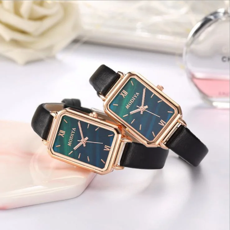 Retro Temperament Ladies Watch Small Square Green Watch