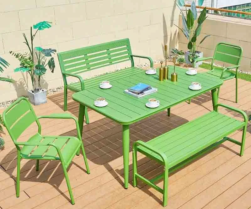 Meubles d'extérieur jardin en plastique rotin tables et chaises