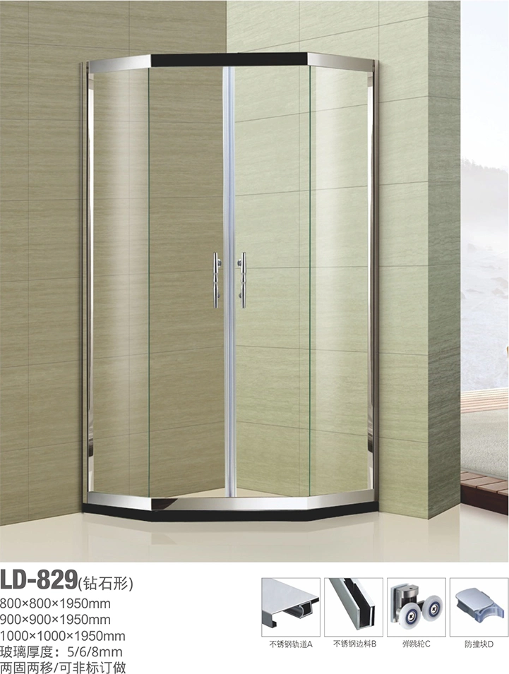 High quality/High cost performance Chrome Sliding Frameless Tempered Glass Stainless Steel Bathroom Bathtub Door