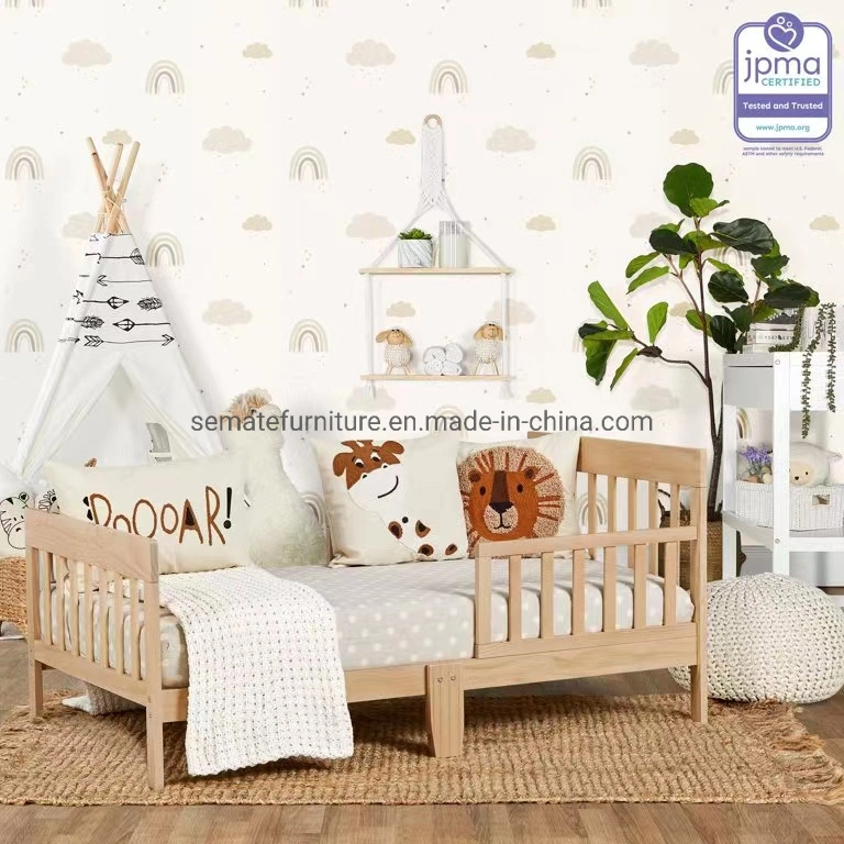 Factory Custom Design Kids Furniture Wooden Bed Frame Kids Toddler Bed with Safety Rail