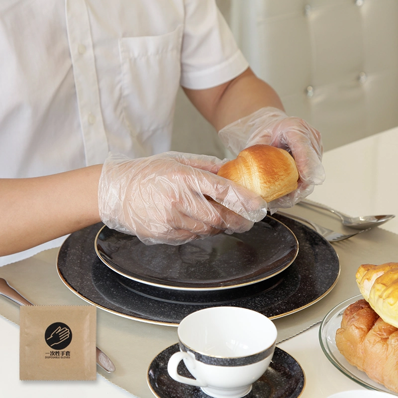 Kunststoff PE Handschuhe Einweghandschuhe einzeln gefaltet für Catering Food Wenden Sie sich an die FDA