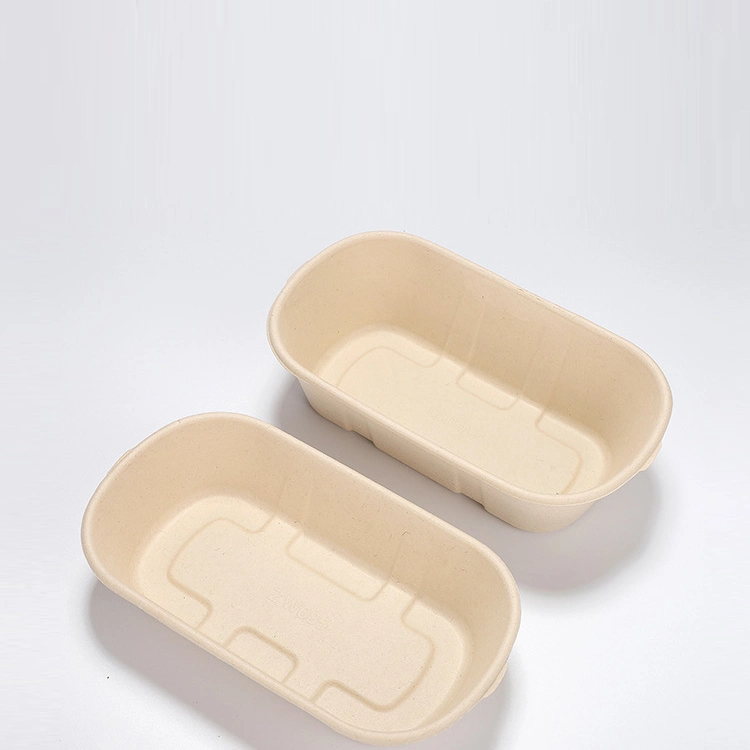 Microwaveable desechables contenedor rectangular de alimentos de la pulpa de bagazo caja de embalaje de comida Lunch Box Caja con tapa