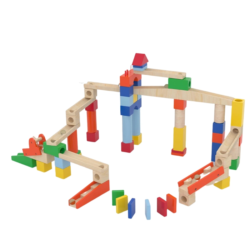 Ensemble de blocs de course en marbre de jouets en bois