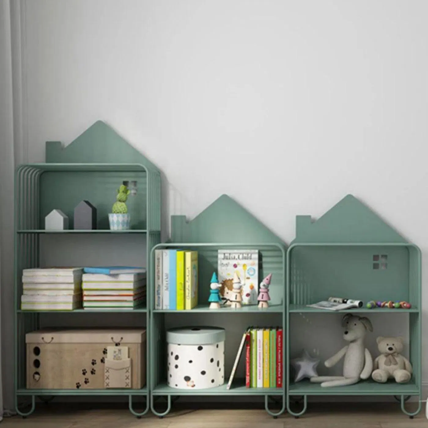 Modern Metal Living Bookshelf Cabinet in Home Kids Children