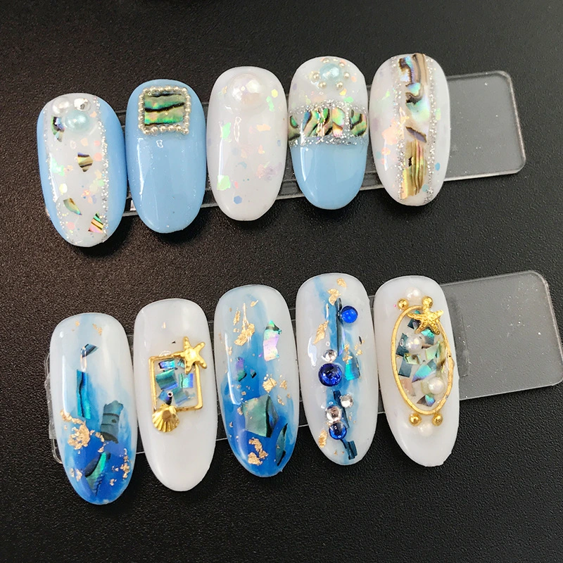 12 colores 3D Arte de uñas irregulares Abalone Sashell Slices Colorful Copos Mermaid uñas secuinas