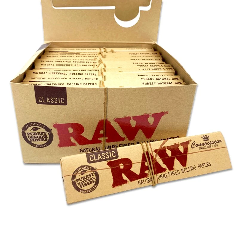 Raw Custom Golden/Silver Packing Kingslim 108*44mm Weed Rolling Papers Smoking