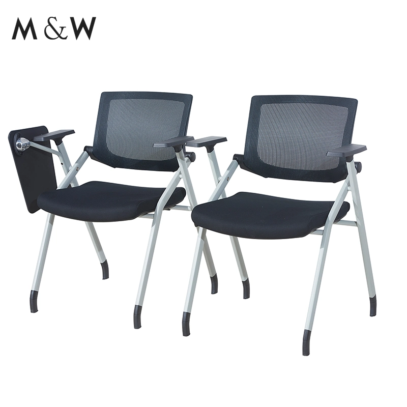 M&amp;W Stacking silla de la oficina del estudiante Mesh Fabric Conferencia de Entrenamiento Silla con almohadilla para escribir