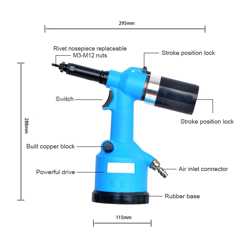 Powerful Pull Force Suitable for All Materials Pneumatic Rivet Nut Tool