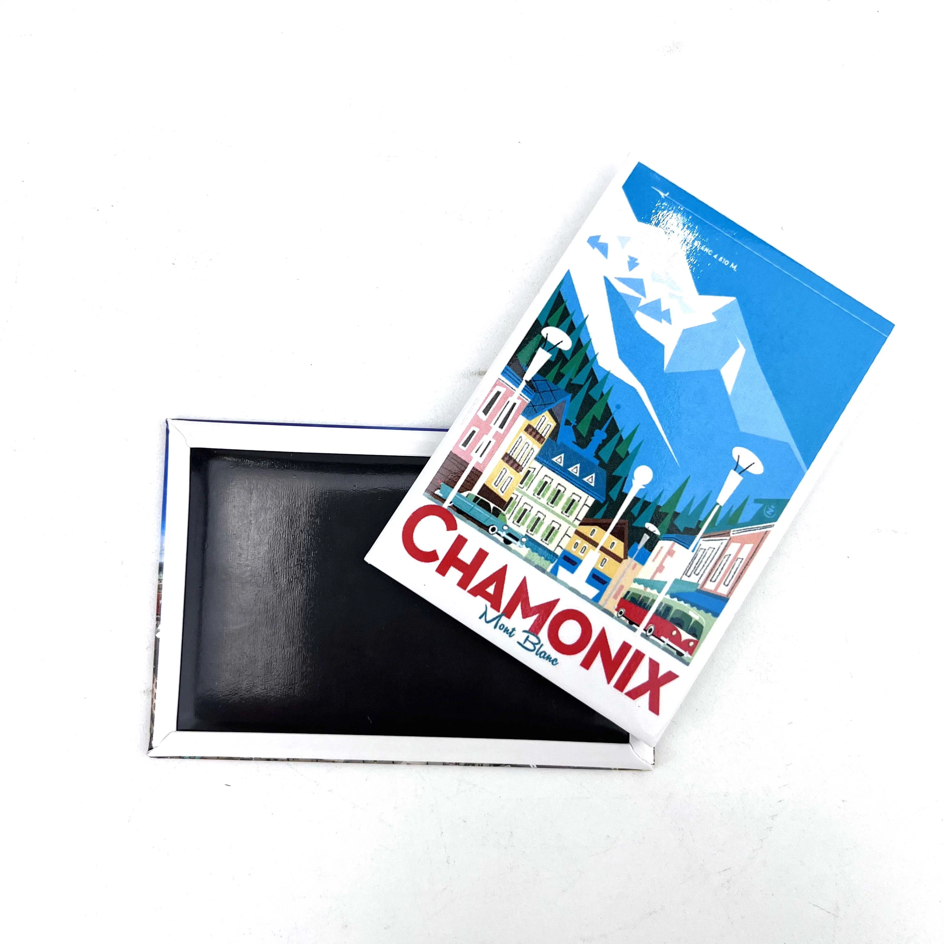 Custom Logo Cmyk Print Rectangle Size 80*53mm 90*65mm Metal Fridge Magnets Ireland Iceland Photo Tin Fridge Magnets