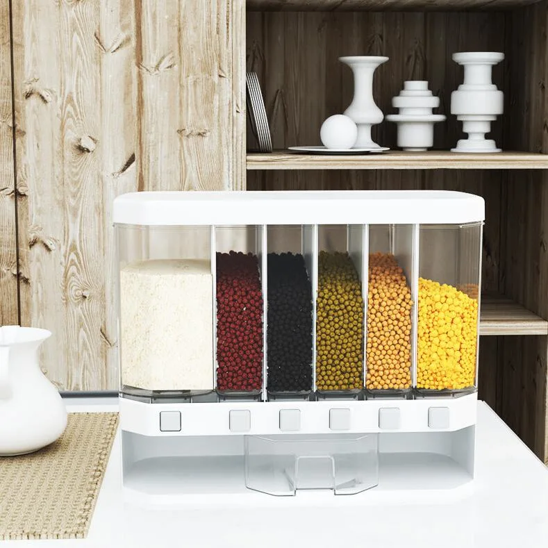 High quality/High cost performance Partitioned Plastic Cereal Dispenser Storage Box Kitchen Rice Container