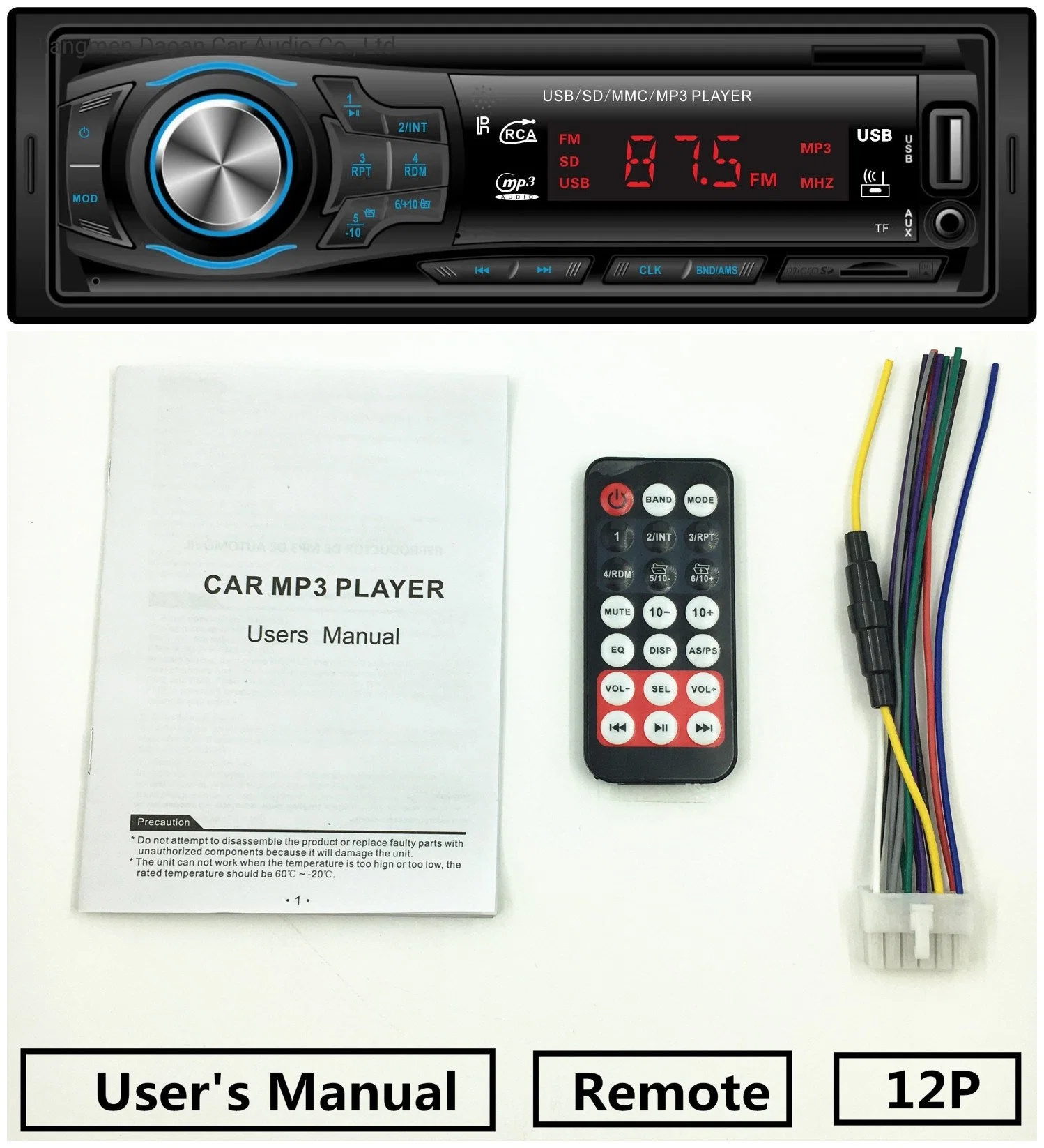 Consumer Electronics estéreo para automóvel Áudio Bluetooth duas portas USB player de MP3