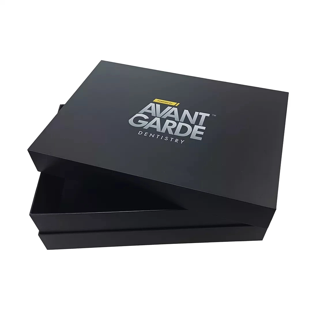 Custom Packaging Box Black Printing on The Cover Lid and Base Box Rigid Cardboard Luxury Gift Box with Logo