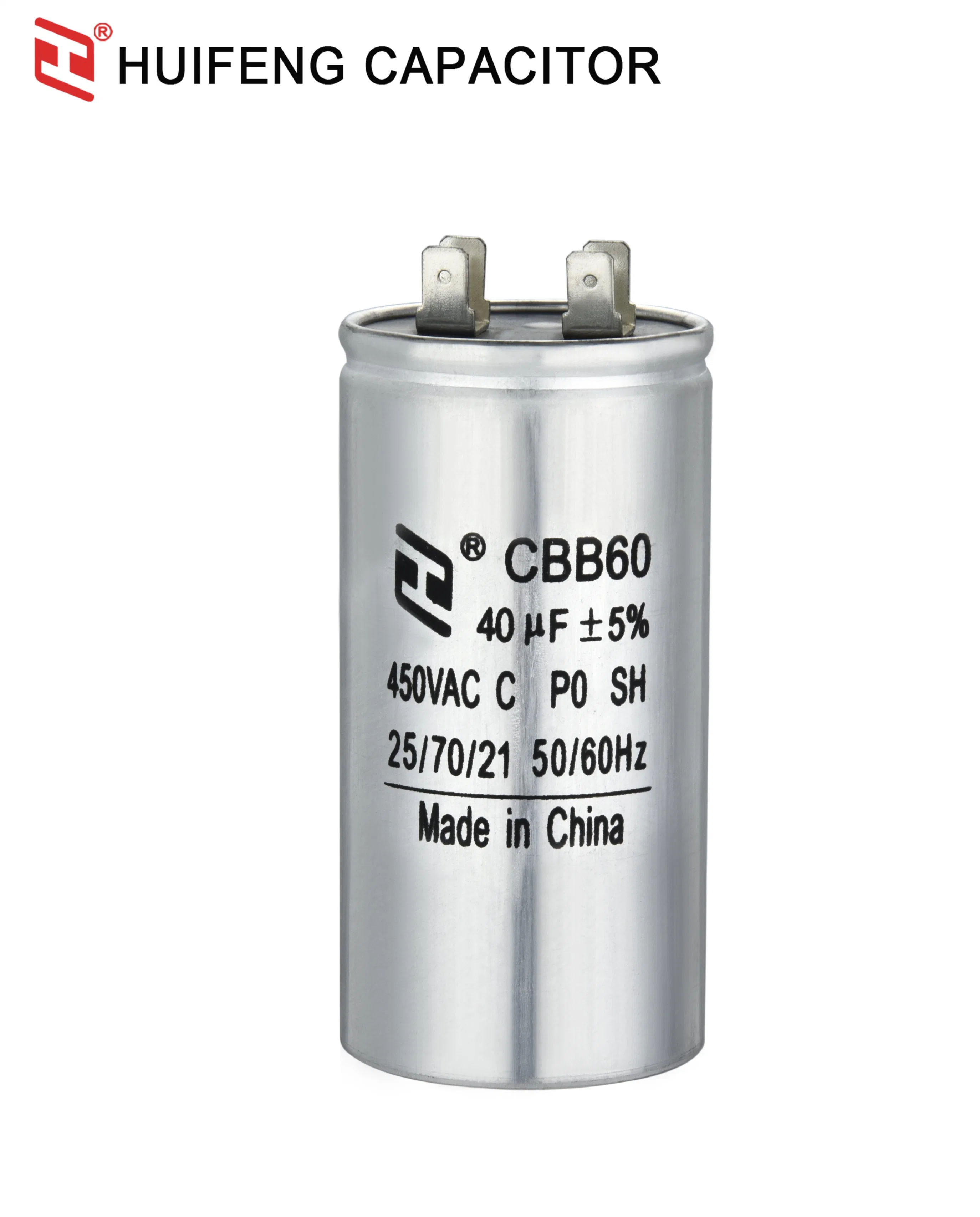 Cbb60 2UF 450VAC Metallized Polypropylene Film Resistor Capacitor with Screw