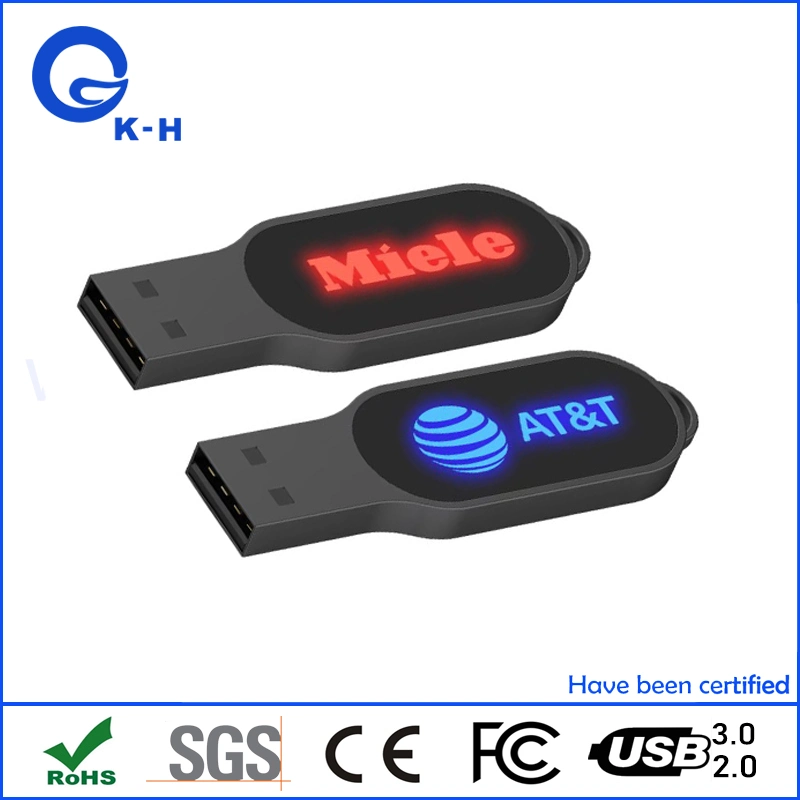 Éclairer le stockage flash USB 2.0 personnalisé avec logo LED 16 Go.