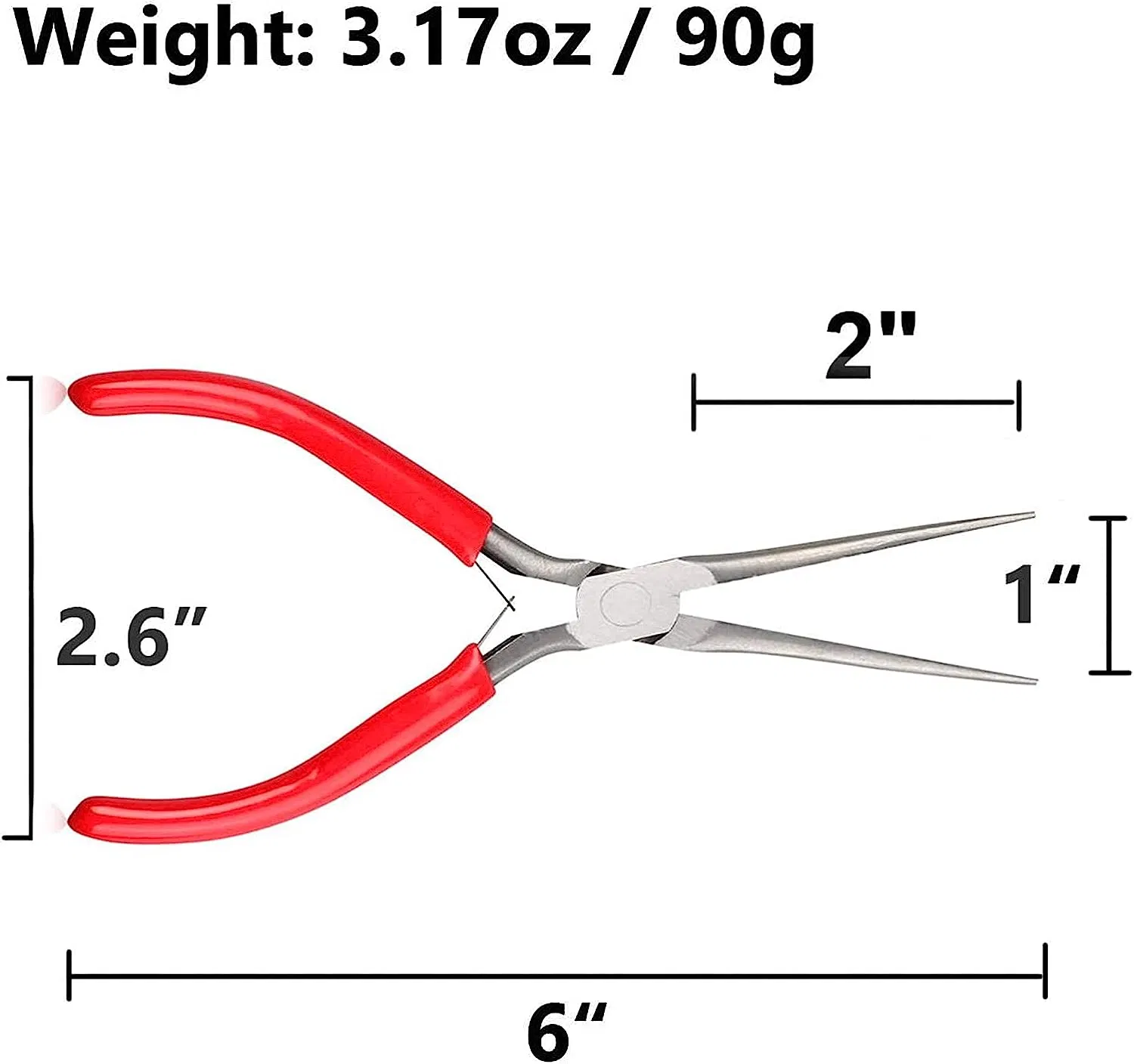 Hochwertige 6-Zoll-Zange mit extra langer Nadelnase PVC getauchte Griffe für Schmuck Kennzeichnung