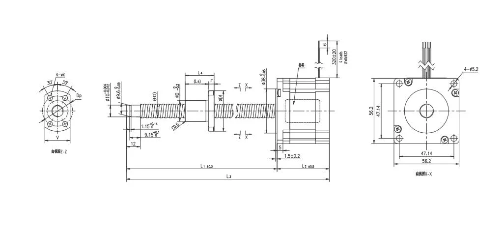 Kgg Precision 57mm Ball Screw Stepper Motor with Stable Load Gssd Series