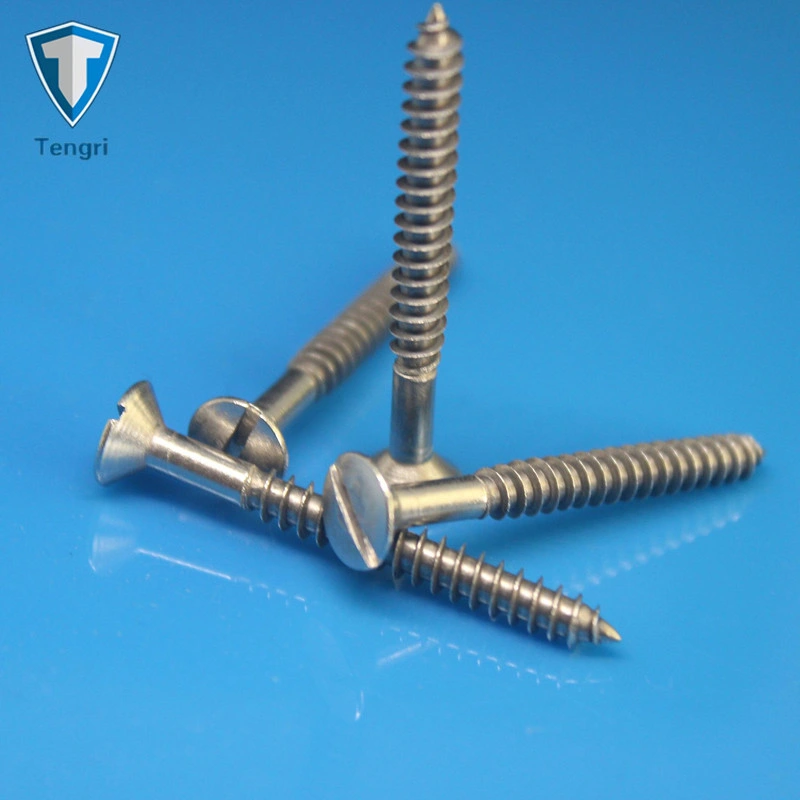 Fabricante de sujetador de alta calidad Tengri 18-8 #2-#18 Todos los tamaños de cabeza plana ranurado Tornillo de madera Tornillo autorroscante DIN DIN DIN979695