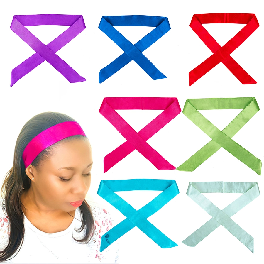 Fashion Edge Scarf Head Wear Frontal Wraps Ponytail Scarf Headband Hair Bands Silk Scarves Hair Accessories Custom Logo