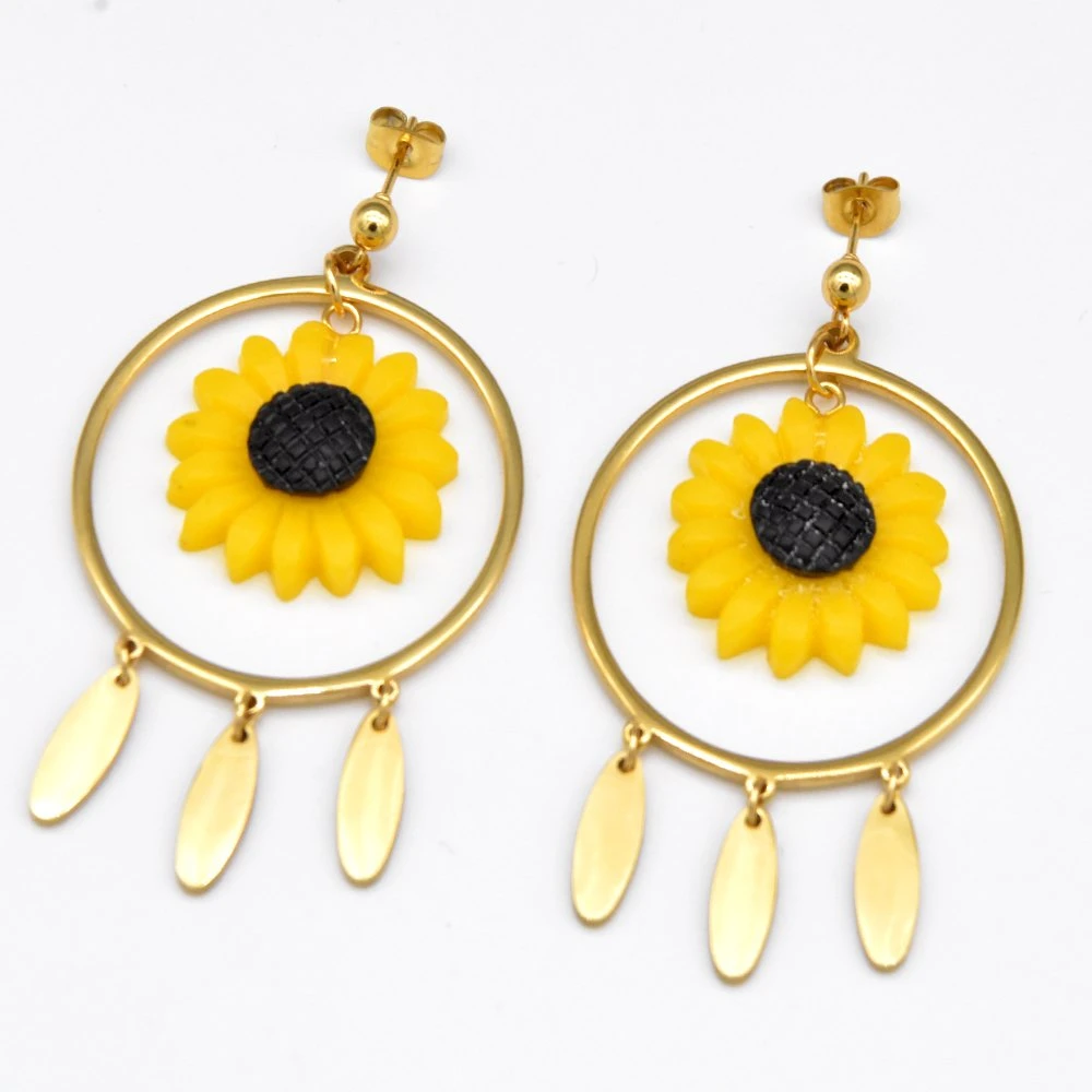 Fashion Accessory Women Perfect Gifts Sunflower Drop Earrings