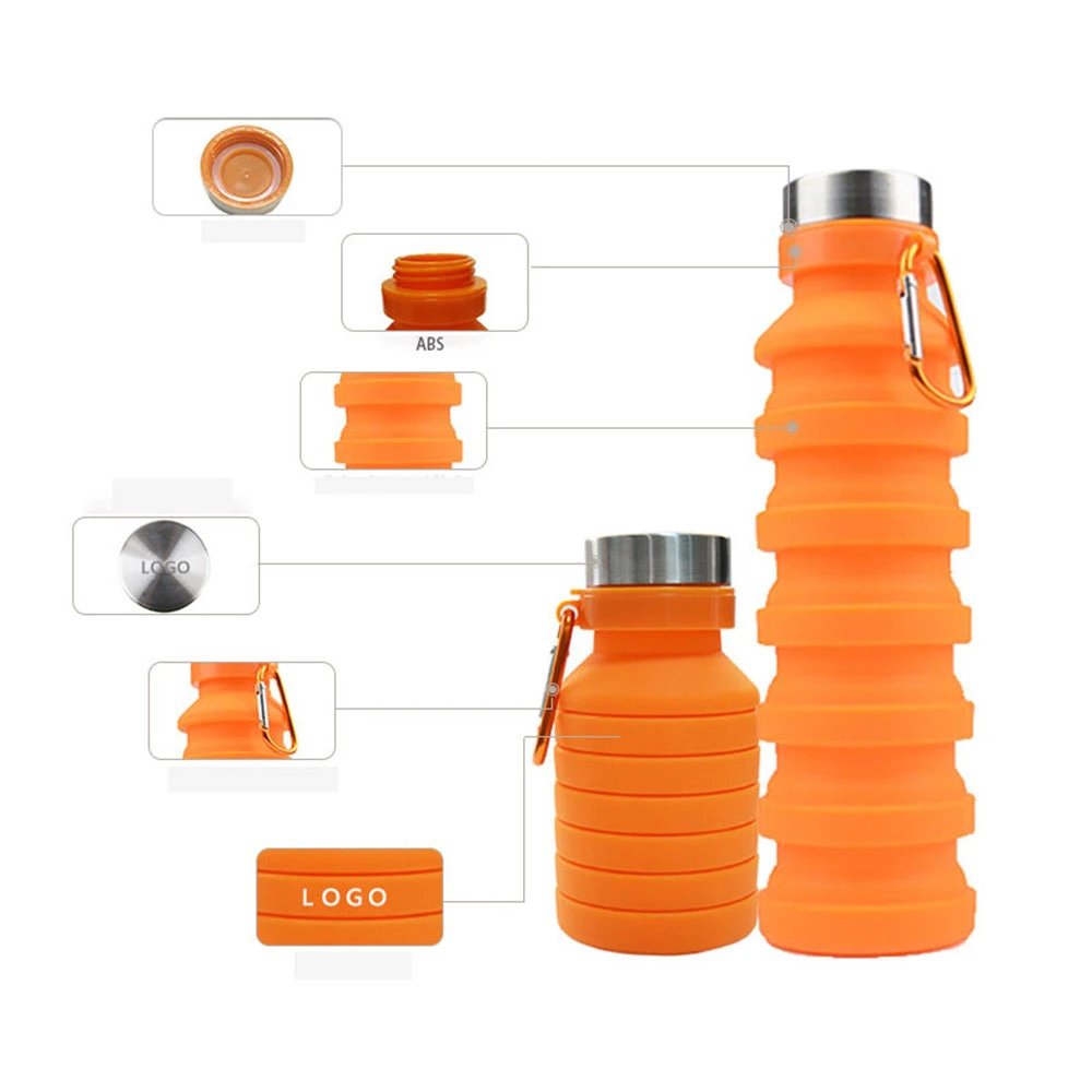 Outdoor Sports Silicone Water Bottle Fashion Portable Leakproof Travel Retractable Silicone Kettle