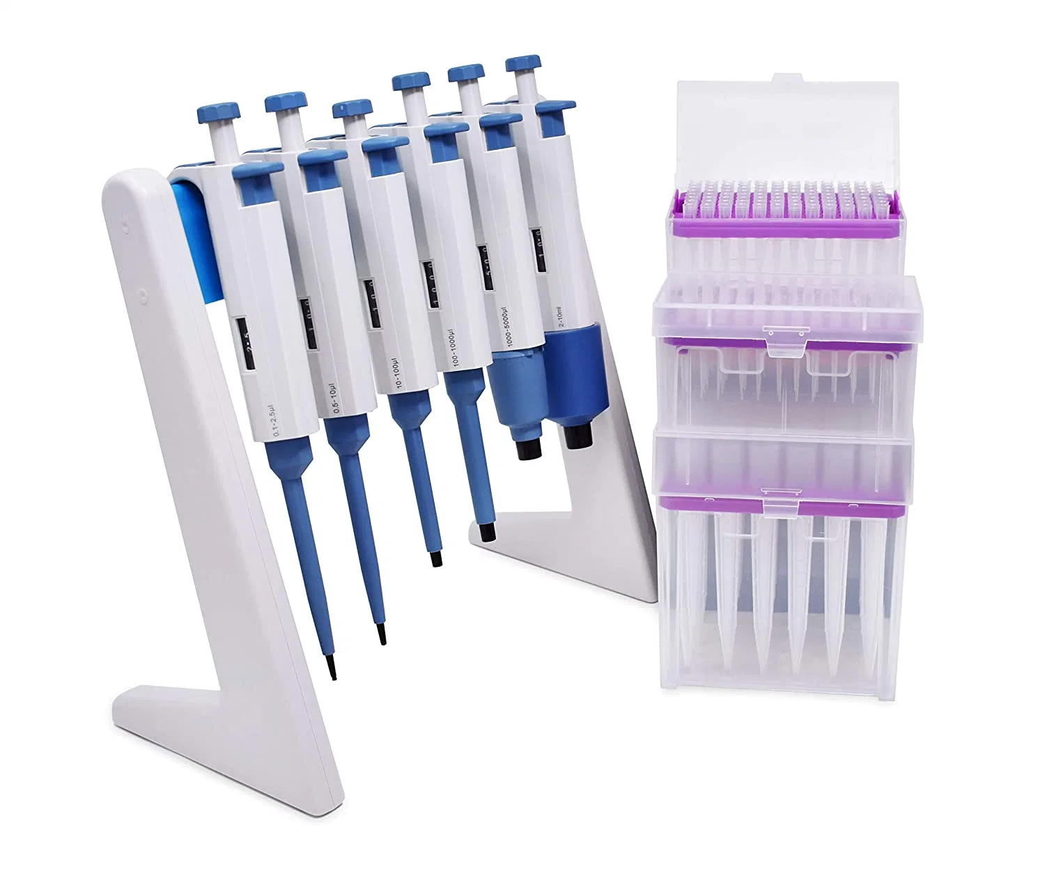 معدات التمرين المعملي حامل الماصة حامل الماصة على شكل حرف L حامل الماصّة ماصات 8PCS Micropipettes