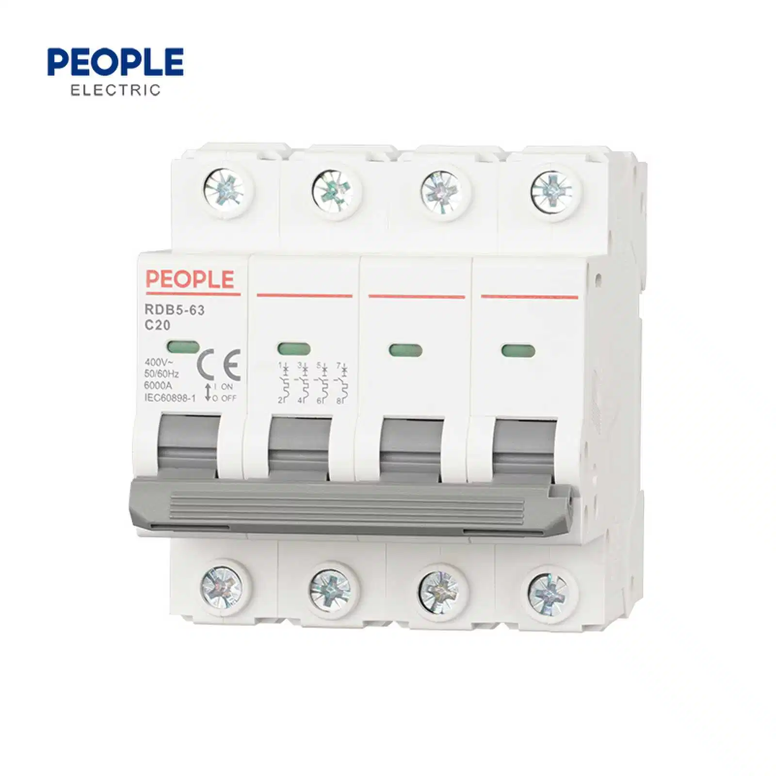 People Rdb5-63 C20 4p Premium High quality/High cost performance  Overvoltag/Undervoltage AC/DC Protector Miniature/Mini Circuit Breaker C65 2p/3p/4p