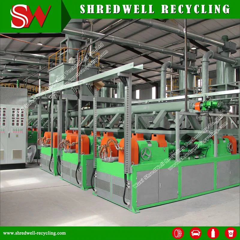 PLC Control Car/Truck/OTR Tyre Shredding Line for Rubber Powder Crushing