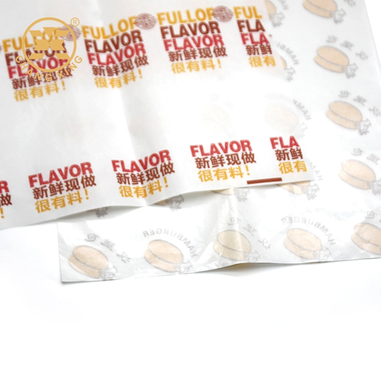 Food Grade Waxed Paper Customize Logo Greaseproof PE Wax Burger Wrap Paper