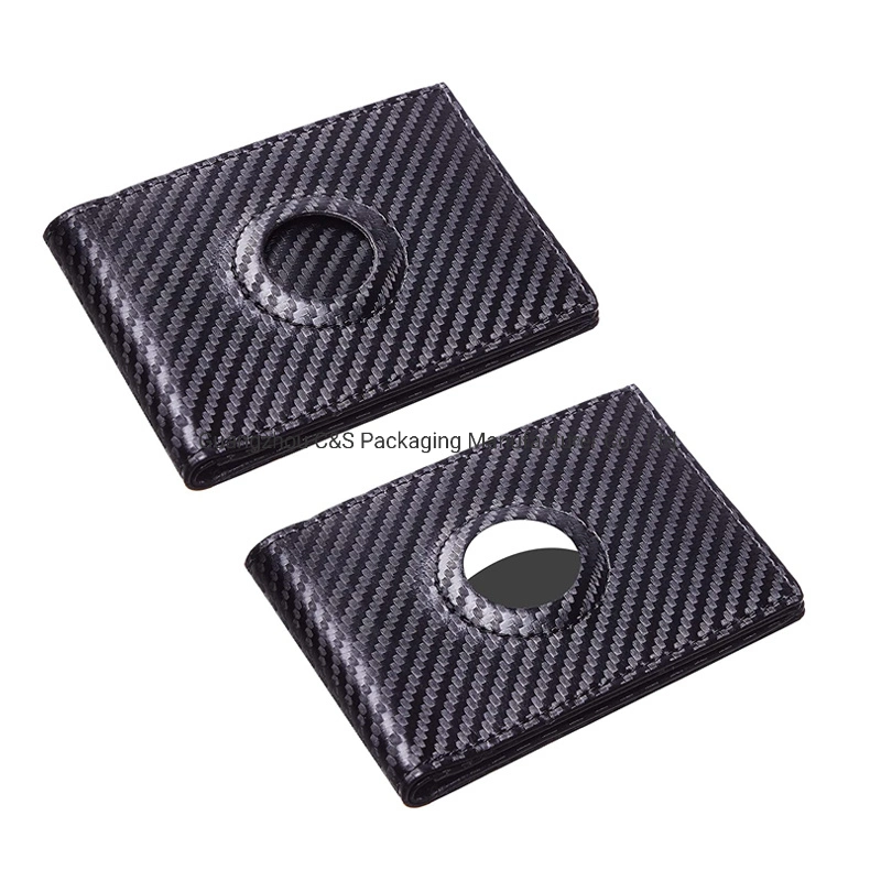 OEM&ODM Custom Minimalist Carbon Fiber Leather Multi Functional Slim Airtag Wallet RFID Blocking Men Wallet