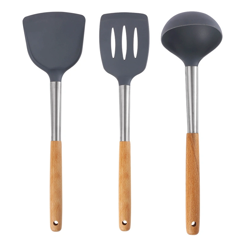 Utensílios de Cozinha Espátula de Silicone Espátula Non-Stick Stir-Fry Pega Faia espátula colher de sopa de cozinha ferramentas de cozinha