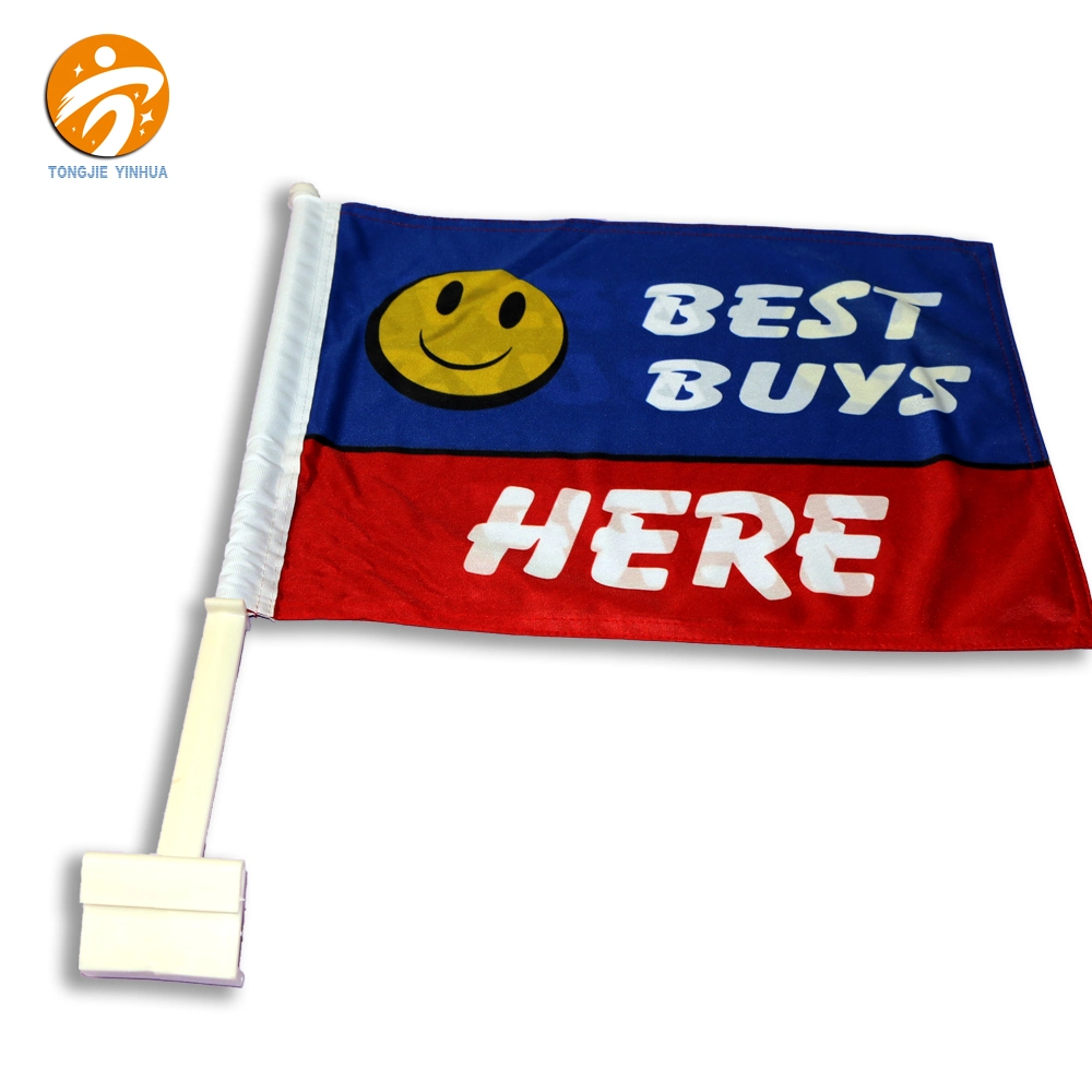 Promoção Custom Double Sided Car Flag com poste de plástico