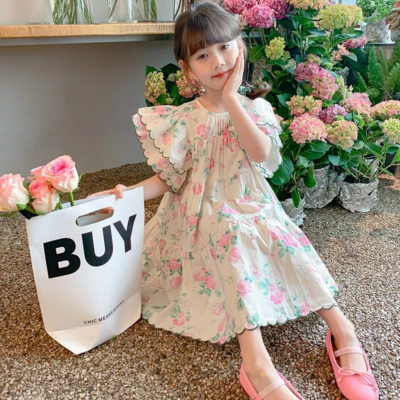 Girls Summer Dress 2023 New Korean Version of The Foreign-Style Children's Skirts Summer Children's Clothing Little Girl Princess Skirt