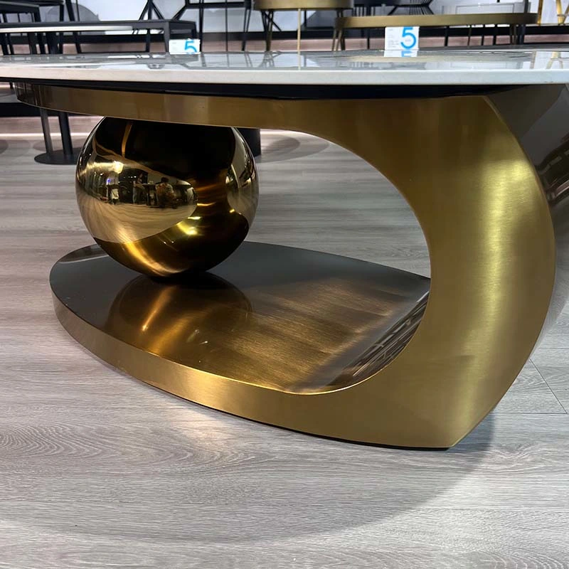 Moderne Nordische Wohnzimmer Möbel Tee Tisch Runde Mitte Gold Seitlicher Couchtisch Aus Edelstahl, Marmor