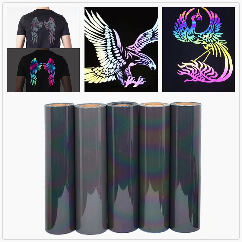Colorido Htv Rainbow Reflexo Vinil Têxteis de Transferência de Calor para vestuário