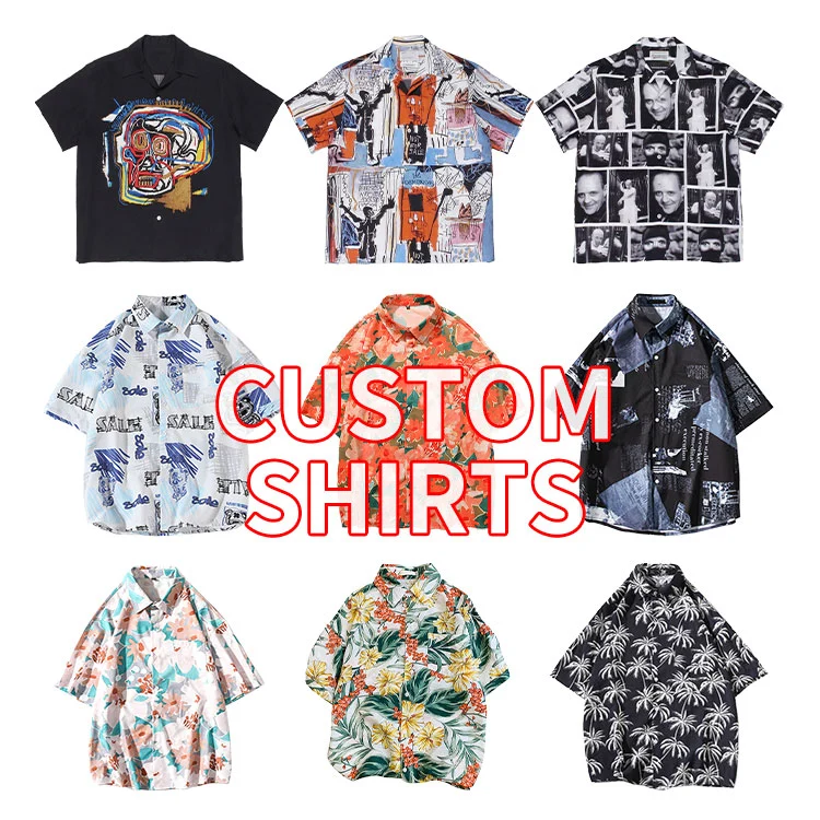 Custom All Over Digital Printing 100% Polyester Sublimation Plain White Blanks Men Women Summer Hawaii Shirts for Sublimation