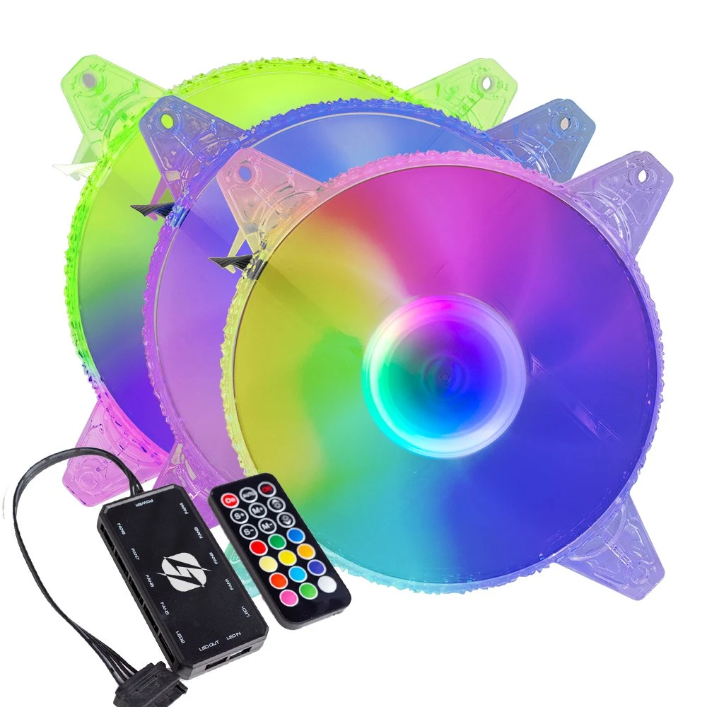 120mm Crystal Clear CPU Fans Low Noise High Airflow RGB Case Fans for Cooling Gaming PC Computer